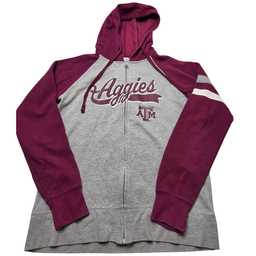 Creative Apparel Texas A&M Aggies Zip Up Hoodie Gray Maroon Mens Large RN 103812